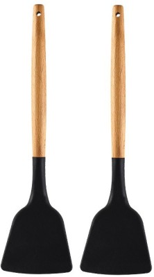 P-PLUS INTERNATIONAL PPLUS_WOOD_SPATULA_BLACK_2 Mixing Spatula(Pack of 2)