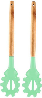 P-PLUS INTERNATIONAL PPLUS_WOOD_PASTA_GREEN_2 Lifting Spatula(Pack of 2)