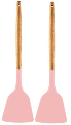 P-PLUS INTERNATIONAL PPLUS_WOOD_SPATULA_PINK_2 Mixing Spatula(Pack of 2)