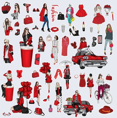 Sticker Hub 45 cm Girls Fashion stickers for Mobile, Laptop, Luggage, Moto Car, Suitcase etc. (1 sheet) Self Adhesive Sticker(Pack of 1)