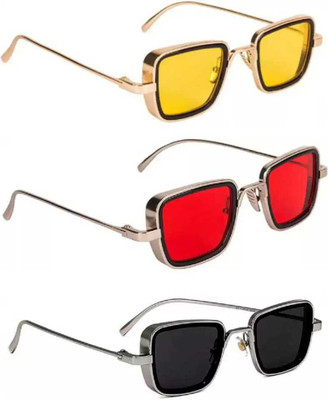 Actn Rectangular Sunglasses(For Boys & Girls, Yellow, Red, Black)