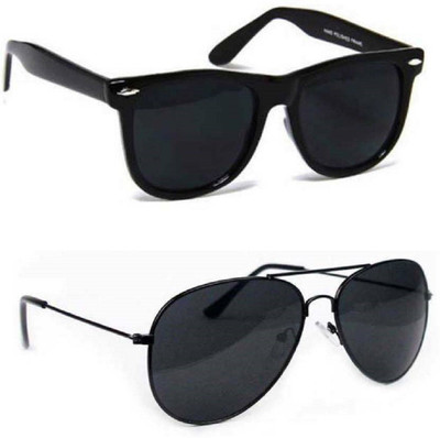 SAM Wayfarer Sunglasses(For Men & Women, Black, Black)