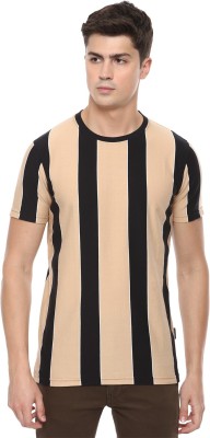 VAN HEUSEN Striped Men Round Neck Beige T-Shirt