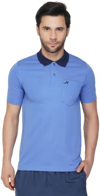 VECTOR X Printed, Varsity Men Polo Neck Blue T-Shirt