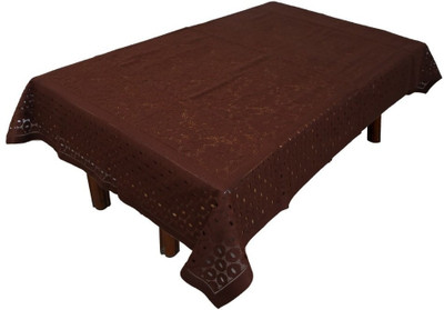 EASTTARDOMM Cotton 4 Seater Floral Table Cover(Coffee, Net Cloth)