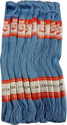 Abn Traders Doli Thread Skeins/ Long Stitched Embroidery Stranded Cotton J134, Blue Thread(90 m Pack of25)