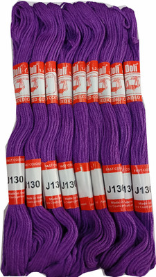 Abn Traders Doli Thread Skeins/ Long Stitched Embroidery Stranded Cotton J130, Purple Thread(90 m Pack of25)