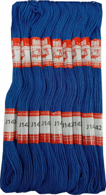 Abn Traders Doli Thread Skeins/ Long Stitched Embroidery Stranded Cotton J142, Blue Thread(90 m Pack of25)