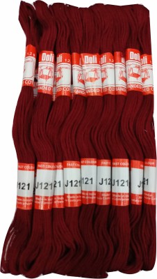 Abn Traders Doli Thread Skeins/ Long Stitched Embroidery Stranded Cotton J121, Maroon Thread(90 m Pack of25)