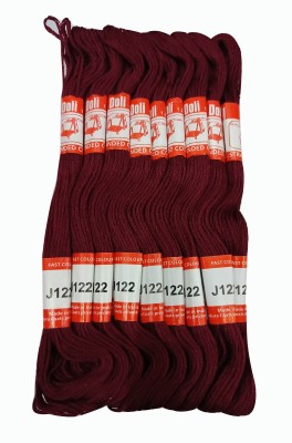 Abn Traders Doli Thread Skeins/ Long Stitched Embroidery Stranded Cotton J122, Maroon Thread(90 m Pack of25)