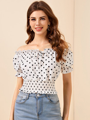 Urbanic Casual Solid Women White, Black Top