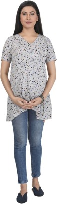 Dress My Babybump Casual Printed Women Grey Top