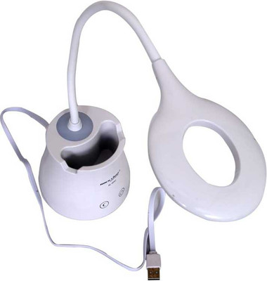 A 1 ROCK LIGHT Desk Light with 3 Shades Touch Control Light and Mobile Holder Design Study Lamp & mobile stand 8 hrs Flood Lamp Emergency Light(White)