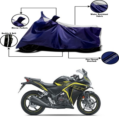 Ascension Two Wheeler Cover for Honda(CBR 250R, White, Blue)