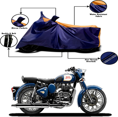 APNEK Two Wheeler Cover for Royal Enfield(Bullet 350, Orange, Blue)
