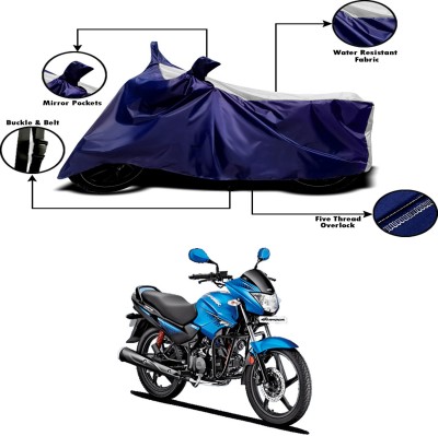 Genipap Two Wheeler Cover for Hero(Glamour Programmed FI, White, Blue)