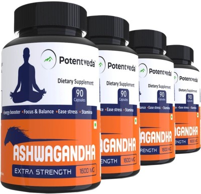 Potentveda Ashwagandha extract Gold Grade 90 capsules(4 x 90 Capsules)