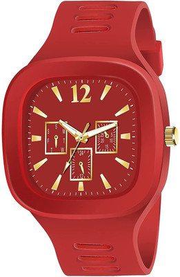 KBL MILAR RED Red Square Dial Analogue Silicon Strap Stylist Designer Watch - For Men's & Boy's (Pack of 1) Analog Watch  - For Boys