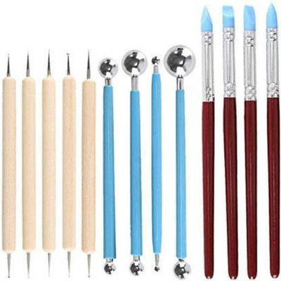 Levin 14Pcs Polymer Pottery Clay Sculpting Modelling Sit Ball Stylus Nail Art Dotting Tools Rubber.