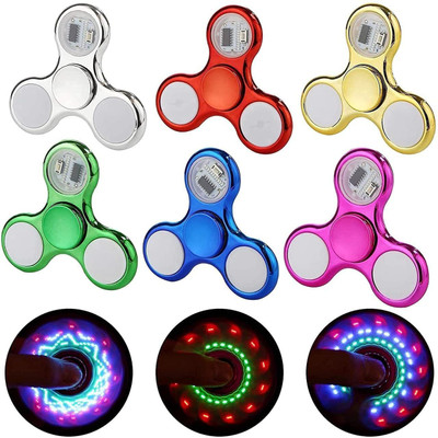 Dherik Tradworld light Hand Spinner Three Sides Metal Spinner with Smooth Long Spinning Stress Relief Buster and Boredom Buster Fidget Toys for Kids | Metal Fidget Spinner Toy for Kids with LED Light(Multicolor)