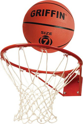 GRIFFIN Basketball Set Full Size Basketball Ring with Net & Ball Rubber Brick Size 7 Basketball Ring(7 Basketball Size With Net)
