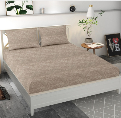 SHUKRAN Microfiber Double Flat 180 TC Floral Bedsheet(Pack of 1, Grey)