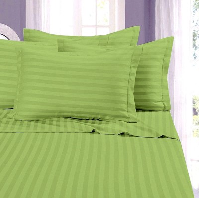 Divyani Creations 130 TC Polycotton Double Striped Flat Bedsheet(Pack of 1, Green)