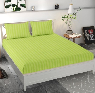 BELVOSTUM 180 TC Microfiber Double Striped Flat Bedsheet(Pack of 1, Neon Green)