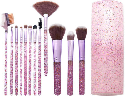 hemoly 12PCS MAKEUP BRUSH WITH SPARKLE STORAGE BOX ( PACK oF 12)(Pack of 12)