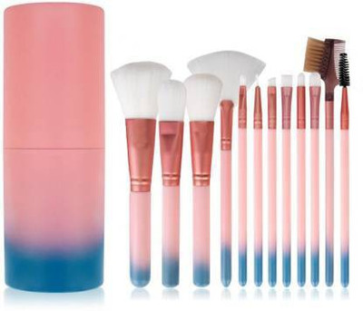 AVTY Professional 12 Piece Face and Eye Makeup Brush Set With Storage Barrel(Pack of 12)