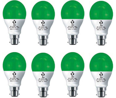 rino 5 W Basic Standard B22 LED Bulb(Green, Pack of 8)