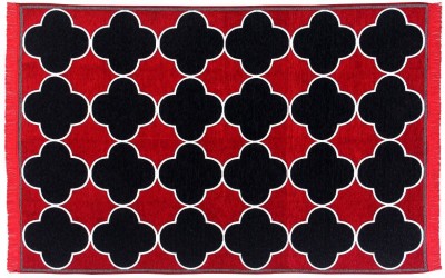 Creativehomes Red, Black Chenille Carpet(3 ft,  X 2 ft, Rectangle)