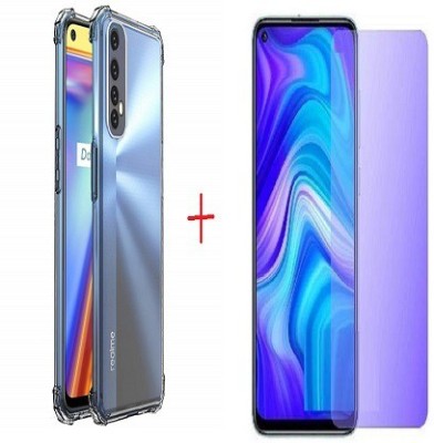 INT Bumper Case for realme 7/narzo 20 pro bumper back cover & anti blue tempered glass(Transparent, Blue, Shock Proof)