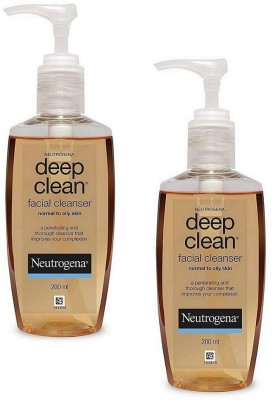 NEUTROGENA Deep (Clean) Facial Cleanser Each 200ml Pack of 2 Face Wash(400 ml)