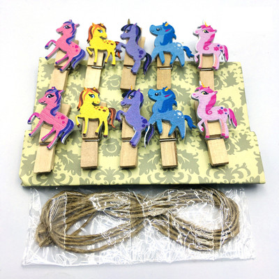 ind Unicorn Paper Photo Clip Pack of 1(10pcs Clips) Medium wood Photo Clip(Set of 10, Multicolor)