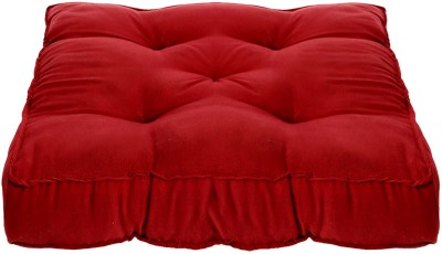 Aaron Microfibre Solid Chair Pad Pack of 1(Red)