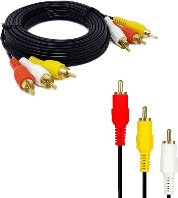 EKAAZ RCA Audio Video Cable 3 m RCA 3 Meters Audio/Video Composite Cable DVD/VCR/SAT Yellow/White/red connectors 3 Male to 3 Male Cable- 3 Meters(Compatible with TV, DVD Player, led tv, Projector, Home Theater, Black, One Cable)