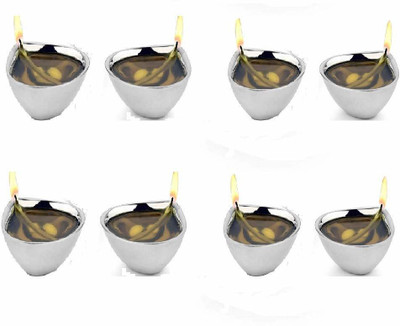 finality Stainless Steel (Pack of 8) Table Diya Set(Height: 3.5 inch)