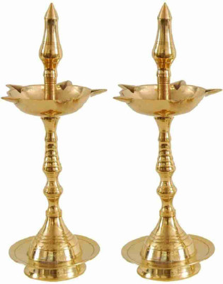HolyGanga Brass (Pack of 2) Table Diya Set(Height: 12 inch)
