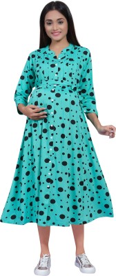 mamma's maternity Women A-line Green Dress