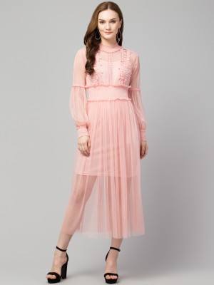 urban streetwear Women Fit and Flare Pink Dress