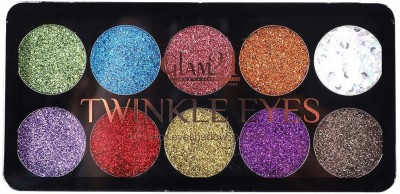PRASUNA ENTERPRISES Glam21 Twinkle Eyes Glitter Palette 02, 10 cream based highly pigmented shades, non sticky look for all day 151 g(Multicolor)