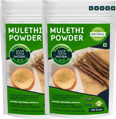NATURAL AND HERBAL PRODUCTS Mulethi Powder | Jeshthamadh | Yashtimadhu | Liquorice Root Sticks For Eating(Cough, Throat), Hair Care, Skin Care(Face Mask, Skin Brightening, Evens Skin Tone), Diabetes, Weight Loss and Immunity Booster-::-(200 g)