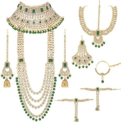 White pearl Alloy Gold-plated Green Jewellery Set(Pack of 1)