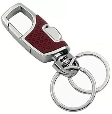 StealODeal Red Double Ring Metal Hook Anti Rust Car/Bike/Home/Office Keys Key Chain