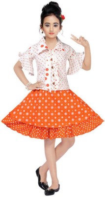 MAGNETE Girls Casual Top Skirt(ORANGE)