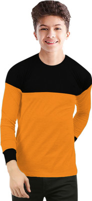 JUGULAR Boys Colorblock Pure Cotton Regular T Shirt(Black, Pack of 1)