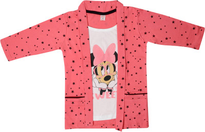 Fasla Girls Cotton Blend Top(Pink, Pack of 1)