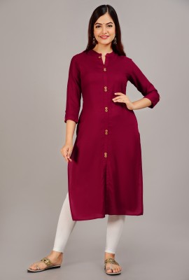 DA DESI ART Women Solid Straight Kurta(Maroon)