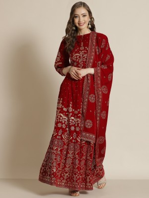 Juniper Printed Stitched Lehenga Choli(Maroon)